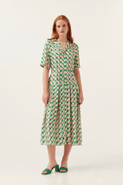 Pink/ Green Checkerboard Shirt Dress